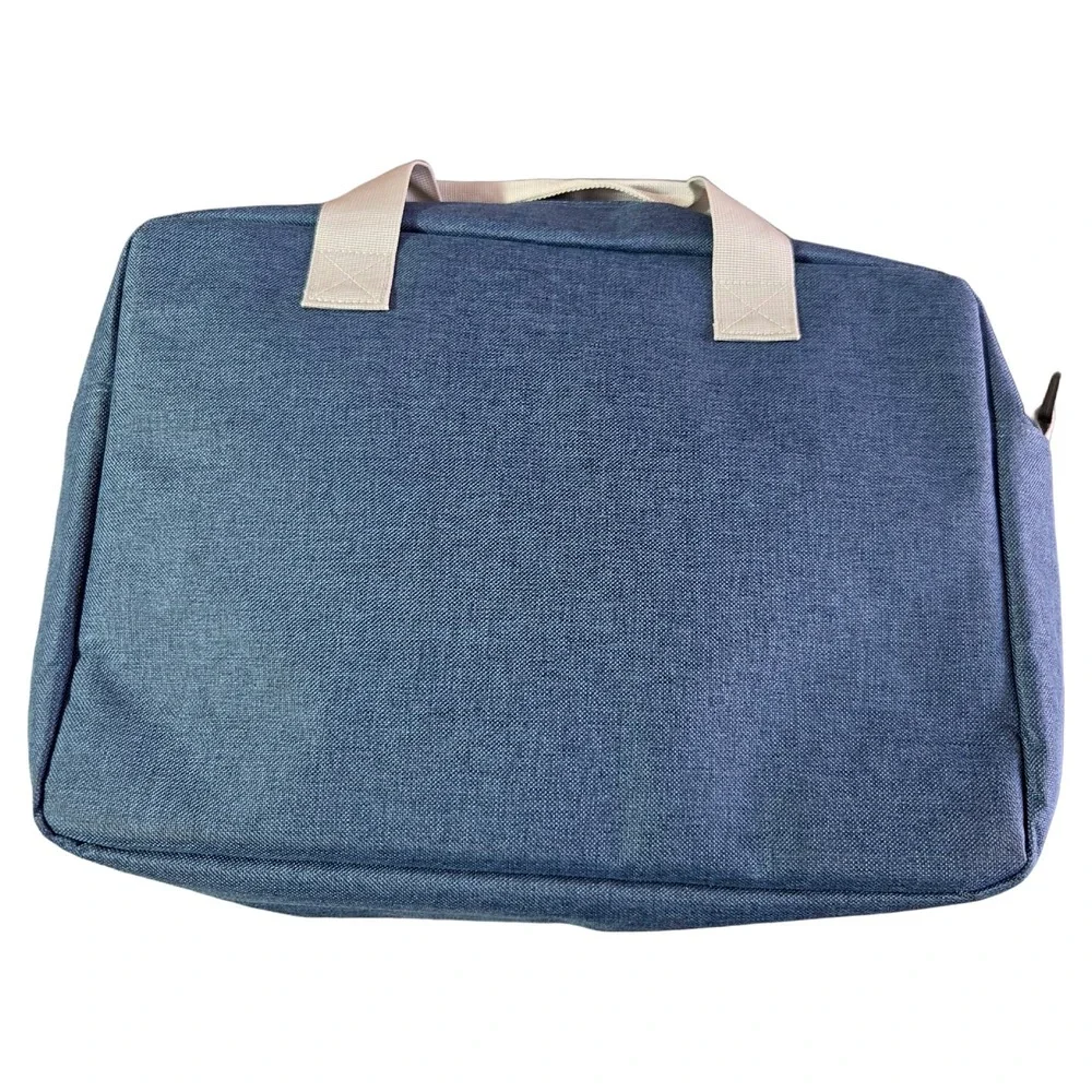 Mon Chateau Luxury Collection Blue Grey Laptop Messenger Briefcase Bag Strap New